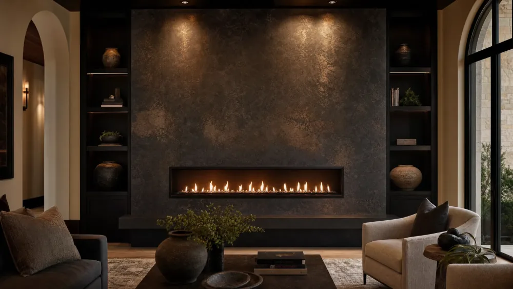 Venetian Plaster Living Room Fireplace